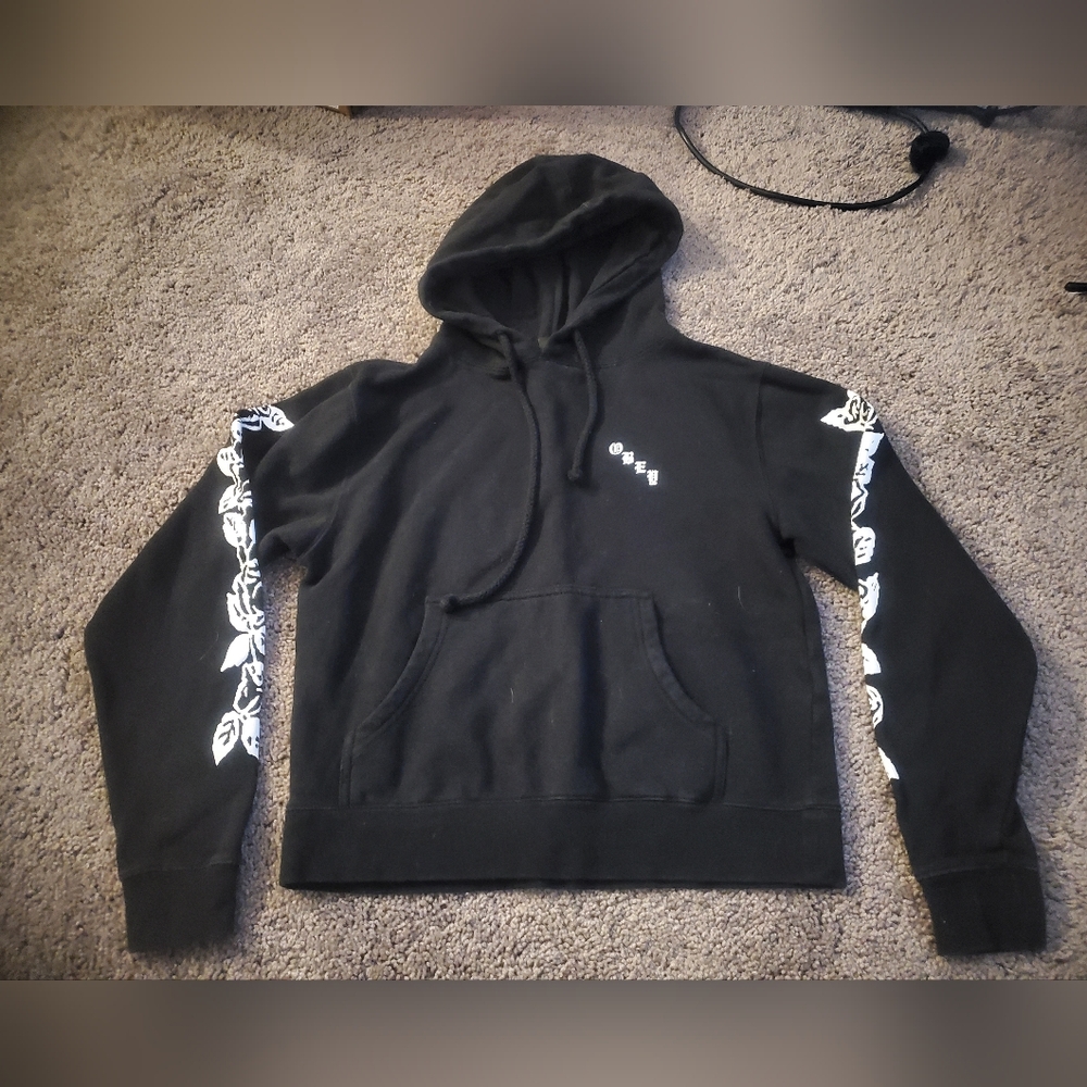 Obey Black Hoodie with White Floral Sleeves
